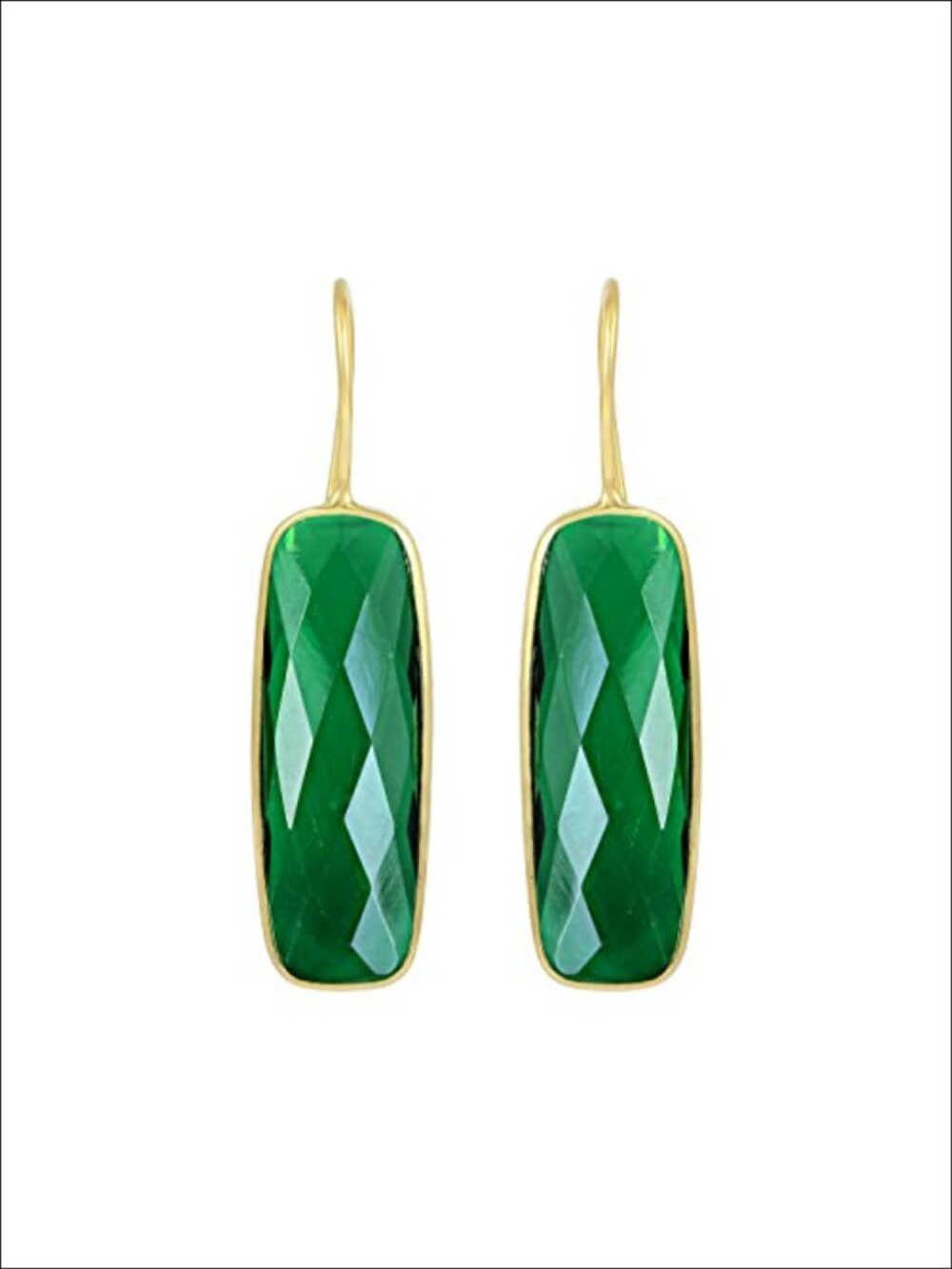 10x30mm Gemstone French Dangle Earrings 18k Yellow Gold Plated